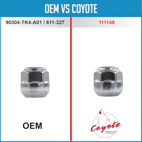 Image of Wheel Accessories Parts 10 Pcs M14x1.5 14x1.5 Thread OEM Style Lug Nuts 1.10 inch Long Black 7 /8 inch 22mm Hex Fits Alloy Wheel 2018+ Odyssey Pilot 90304-T6Z-A01 | 611-347