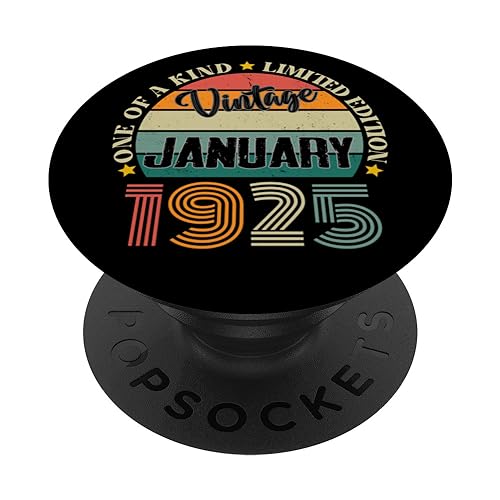 99 Años Vintage Enero 1925 99 Cumpleaños Retro PopSockets PopGrip Intercambiable