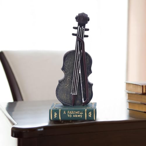 Violon Figurine base livre résine décoration table salon sculpture art rétro