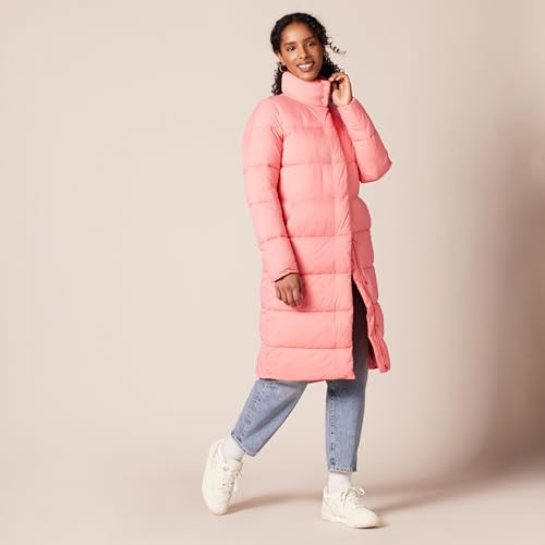 Amazon Essentials Women's Lightweight Full-Zip Water-Resistant Long Cocoon Puffer Winter Coat, Stand Collar, Insulated, Pink, Large by Amazon Essentials - Used condition - Image 4