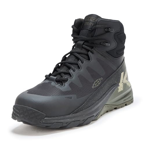 KEEN Utility Men's Targhee Blur Composite Toe Mid Height Breathable Waterproof Work Boots, Forest Night/Black, 11 EE