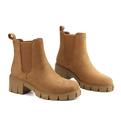 Image of starmerx Women's Platform Chelsea Ankle Boots Chunky Heel
