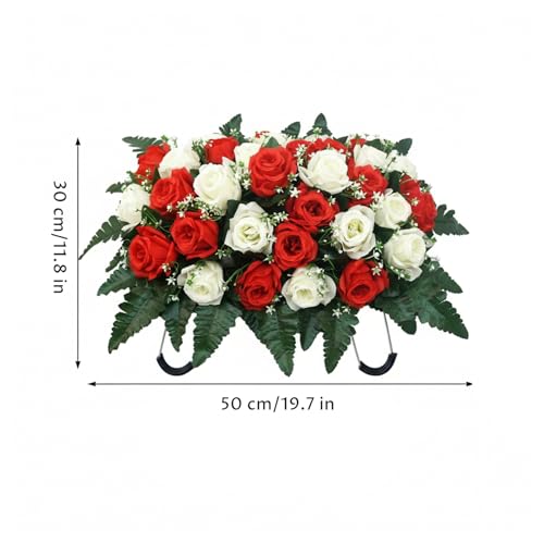 Support en métal réglable avec roses artificielles pour monument funéraire - 4