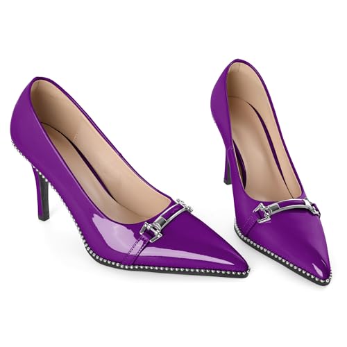 Image of Women's High Heel Pumps Stiletto Heel Pumps for Women Pointed Toe Heels Elegant Classic 3.5 Inch Beaded Pumps