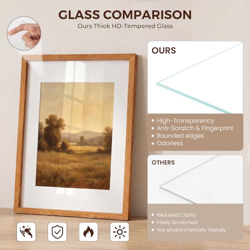 Cadre photo en teck massif 40,6 x 40,6 cm avec passe-partout 30x30 - 8