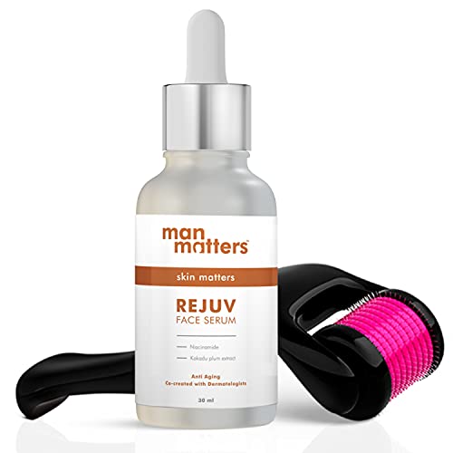 Image of Man Matters REJUV 10% Niacinamide Face Serum 30ml and Derma Roller for Men | 10% Niacinamide & 2% Kakadu Plum (Purest form of Vitamin C) | Reduce Acne, Acne Scars, and Dark Spot