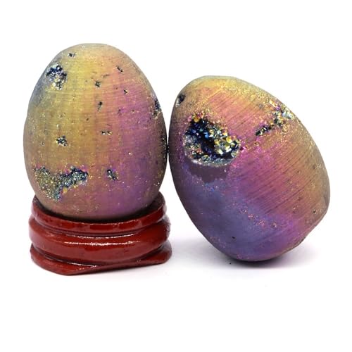 Beautiful Color electroplated Agate Crystal Ball Egg Witchcraft Home Decoration (Color : Plating, Size 5pcs)