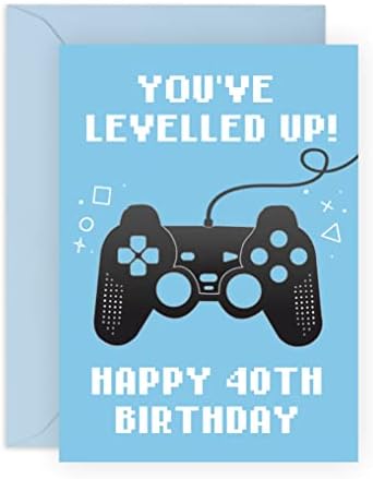 Central 23 Fun Ninth Birthday Card for Boys - 'You've Levelled Up!' - Happy 9th Birthday - 9 Year Old - Blue Greeting Card for Gamers - For Kids - Gift for Son, Grandson - With Stickers