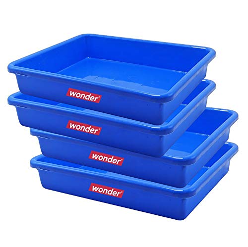 Wonder Prime Plastic Exel Medium Ractangular Multipurpose Organising & Storage Tray Set, 4 Pc Set, Blue Color, Made In India, Kbs02271
