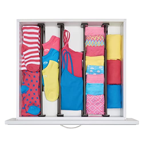 Mdesign Expandable Dresser Drawer Organizer, Adjustable Drawer Divider, Foam End, Secure Hold, Locks In Place, Separators For Closet, Cabinet Storage, Ligne Collection, 8 Pack, Chocolate Brown/Black #TOP6