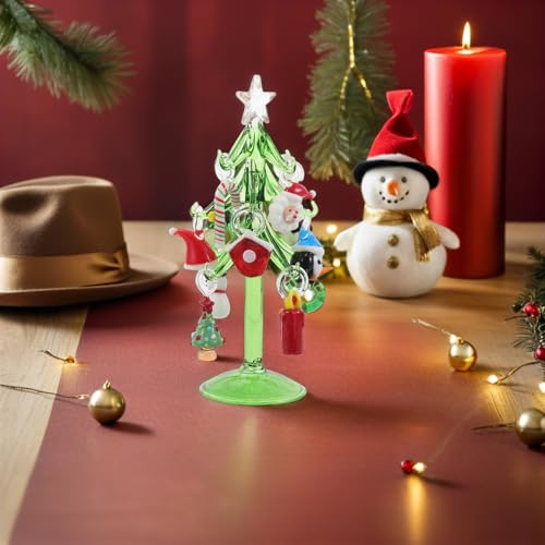 Árbol de Navidad de cristal mini para dar un toque elegante a tu escritorio de oficina u hogar 7