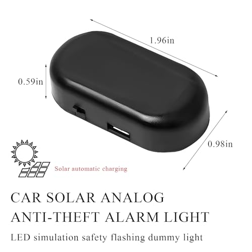 Wevdn 2PCS Car Solar Power Simulated Dummy Alarm, Anti-Theft Solar LED Warning Light with USB Charger Port, Vehicle Simulated Flashing Security Fake Lamp Alarm Device, Car Accessories (Red+Blue) - Thumbnail 2