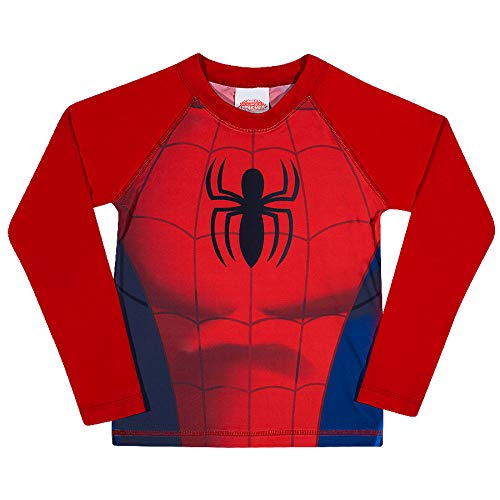 Camiseta Manga Longa Praia Homem Aranha, Tip Top, Criança Unissex, Vermelho, 2