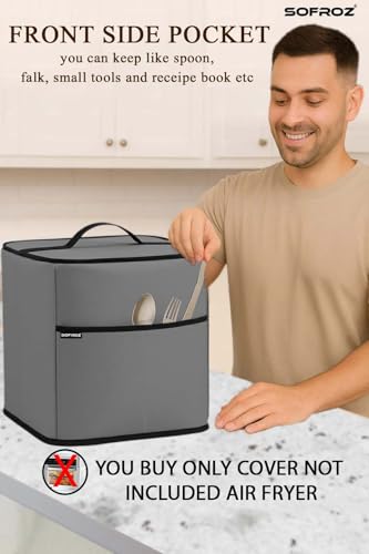 Image of Oven Air Fryer Top Cover with 2 Storage Pockets for Inalsa 23L - Dustproof & Waterproof, Washable Protective Cover for Kitchen Appliances inls 23L (Grey)