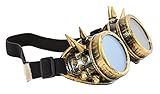 Spike Goggles Antique Brass Sunglasses Cosplay Aviator Steampunk Gothic Burning Man Silver