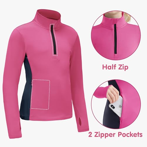 Girls Equestrian Horse Riding Shirts - Long Sleeve Fleece Winter Quarter Zip Pullover Ice Skating Jacket Sweatshirts3