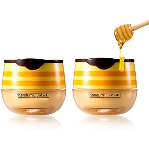 Honey Lip Mask, Ksndurn 1 PC Lip Scrubs Exfoliator & Moisturizer - Bee Balm Lip Balm Honey Pot/Hydrating Prevention Dry,Sleeping Lip Mask Lip Scrubs for Dry Lips Cover