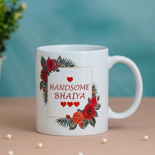 Image of Rakhi Gift for Brother and Bhabhi with 2 Printed Ceramic Mug 325 ML, Lumba Rakhi Set, Greeting Card and Tilak Set Combo for Bhaiya Bhabhi (WPM-1)