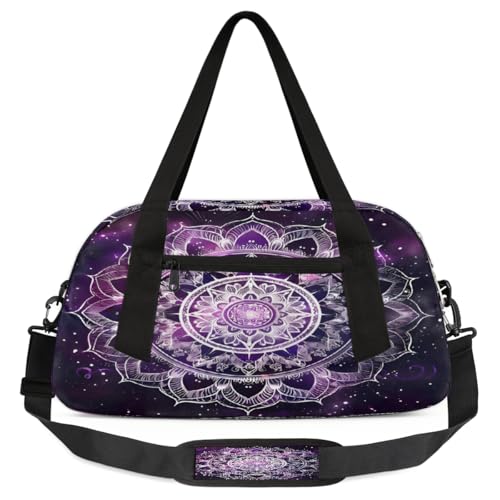 Bolsa de lona para niños, niñas, adolescentes, mandala, deportiva, para fin de semana, viajes, gimnasia, baile, ballet, multicolor