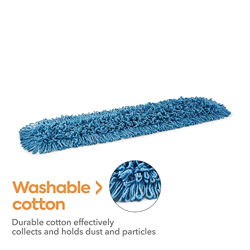 Image of Coastwide Professional Looped-End Dust Mop Head, Cotton, 36x5 In, Blue | Replacement mop head for sweeping dust on large facility floors.