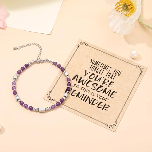 Image of Desimtion Healing Natural Stone Bracelets for Women Girls, Sometimes You Forget You're Awesome -Christmas Gifts for Women Teen Girls, Best Friend Birthday Gifts for Women Friendship Bracelets