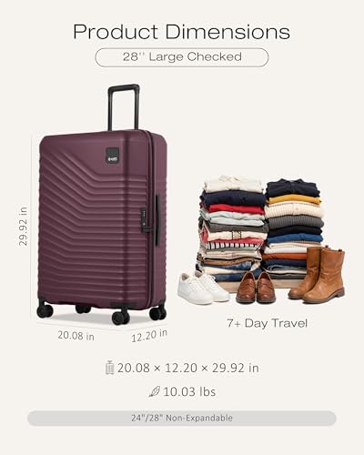 Image of Coolife Luggage, Lightweight PC Hardside Suitcase, Checked-Large 28-Inch | Dual Spinner Wheels, TSA-Approved Lock, Upgraded PC Hardshell, Large-Capacity Checked Luggage, Durable Travel Suitcase