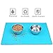 Vivaglory Pet Water Bowl Placemat Large 24''L x 16''W Grade Silicone Food Mat Waterproof Non-Slip Dog Feeding Mat Anti-Messy Design, Turquoise