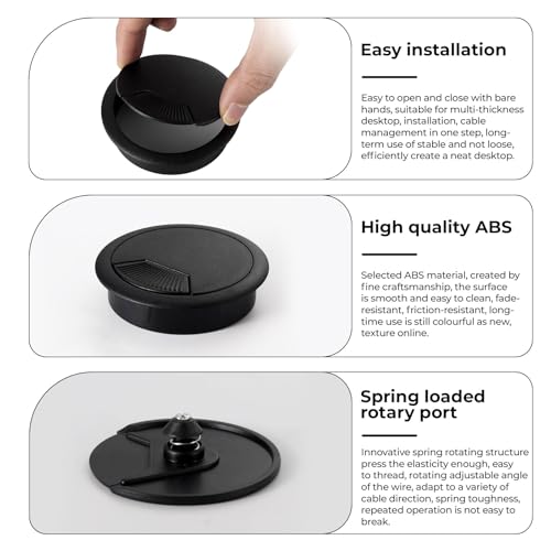 8 Stück Kabeldurchführung Schreibtisch, 60mm Kabeldurchführung Kabeldurchlass Tisch mit 1 Lochsäge Kabelauslassdose Tisch Rund für Schreibtische/Büro/Arbeitsplatten Schwarz
