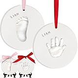 Baby Handprint Footprint Ornament Keepsake Kit - Personalized Baby Prints Ornaments for Newborn - Baby Nursery Memory Art Kit - Baby Shower Gifts, Christmas Gifts (Glaze Finish)