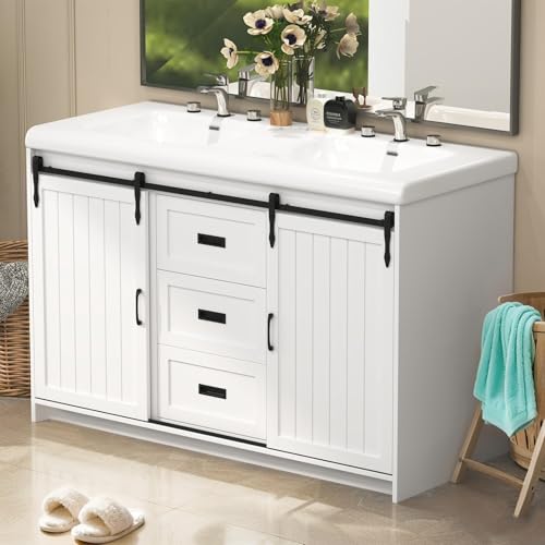 Double Vanity With Sink Set White