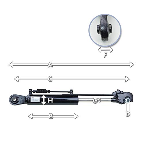 Hydraulischer Oberlenker für Traktoren mit Fanghaken und Kat 2