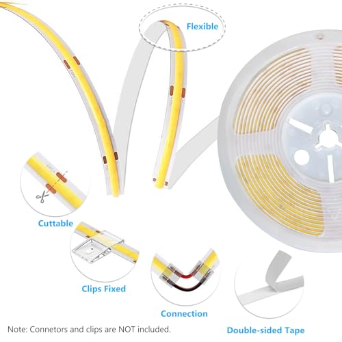Image of dalattin Smart RGB COB LED IC Strip Lights, 576 LEDs /m Addressable High Density Flexible with Remote & App Control, 16.4ft LED Lights for Living Room, Bedroom, Kitchen Lighting