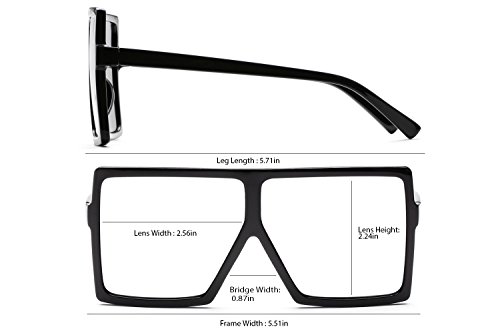 Grfisia Square Oversized Sunglasses For Women Men Flat Top Fashion Shades (2Pcs-Black-Orange, 2.56) #TOP5