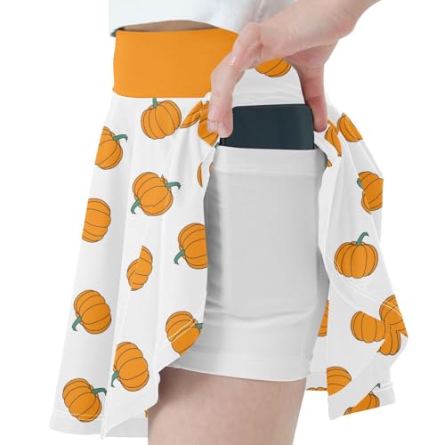 Girls Skorts High Waist Athletic Skirts with Shorts Pumpkin Stretchy Teens Performance Tennis2