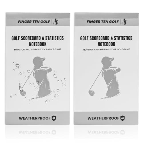 Finger Ten Golf Scorecard Book Stats Statistics Log Notebook Waterproof Paper Value 1/2/4/8 Pack, Fit Golf Score Card Holder Cover (2 Pack)