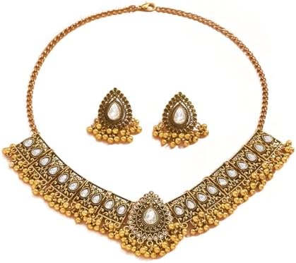 Indian Wedding Bridal Traditional Bohemian Jewellery Set For Women Girls Antique Silver Oxidized Ethnic Party Prom Wear Statement Necklace Earring Tassel Bollywood Choker Punk Crystal Fashion Gift for