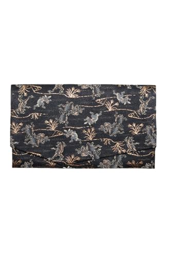 金襴 西陣織 ふくさ 袱紗 慶事用 結婚式 台紙入り (鳥獣戯画 ブラック)