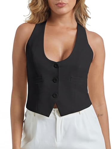 CEITAJUI Suit Vest for Women Button Up Vest Top Dressy Casual Racerback Blazer Vests Steampunk Waistcoat...