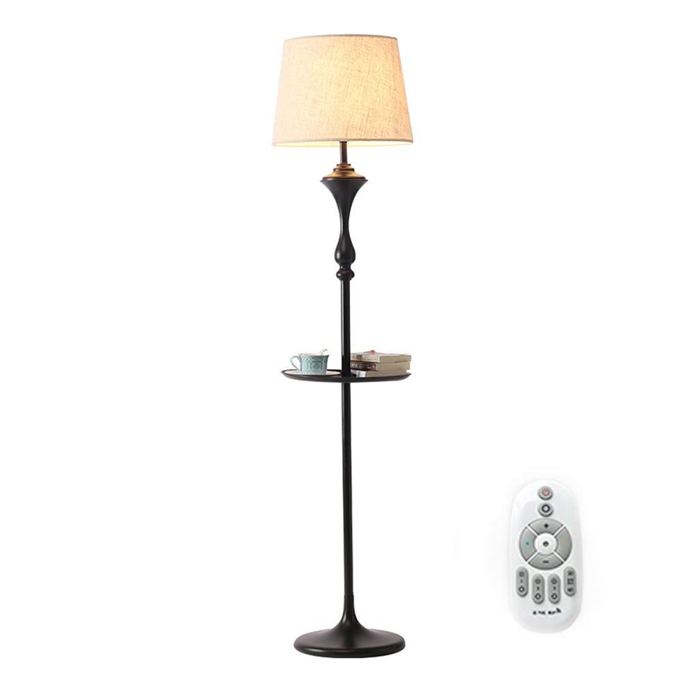Lampadaire LED 8W télécommande longue portée et tablette en bois noir intégrée - 5