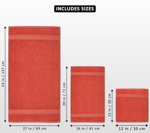 Image of Utopia Towels 8 Piece Luxury Towel Set - Majestic Plush, Super Absorbent & Quicker-to-Dry, Thick 100% Ring Spun Cotton Towels for Bathroom, Spa & Hotel - 2 Bath, 2 Hand, 4 Washcloths, Coral