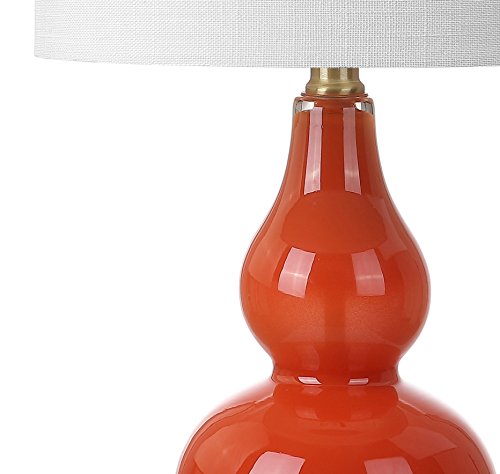 JONATHAN Y 20.5" Sunset Orange Glass Table Lamp, Modern Gourd Bedside Nightstand Lamp for Bedroom, Living Room, White Linen Shade, LED Bulb Included (JYL1028G) by JONATHAN Y - Image 6