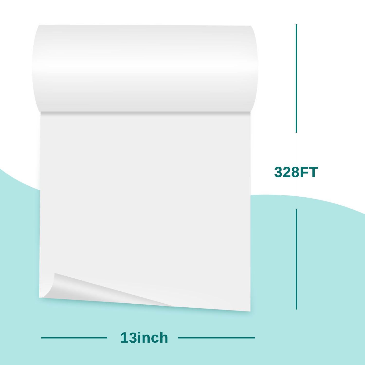 DTF - Rollo de película de transferencia de 33 cm x 100 m, papel de transferencia de doble cara transparente brillante PET papel de transferencia de calor, pelado frío y caliente para impresora de