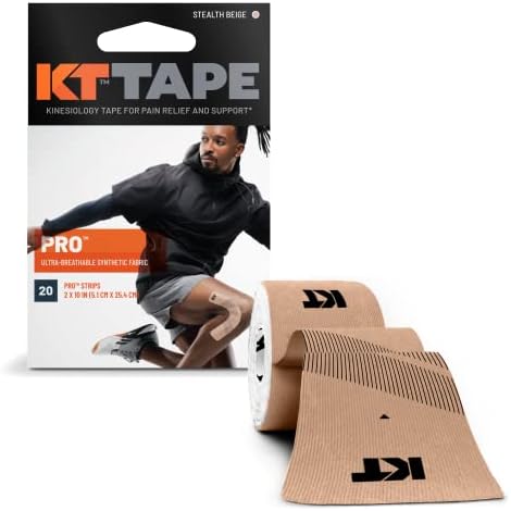 KT Tape Pro, Precut 10" Strip(20 Each), Stealth Beige Stealth Beige - Precut, 1 Count