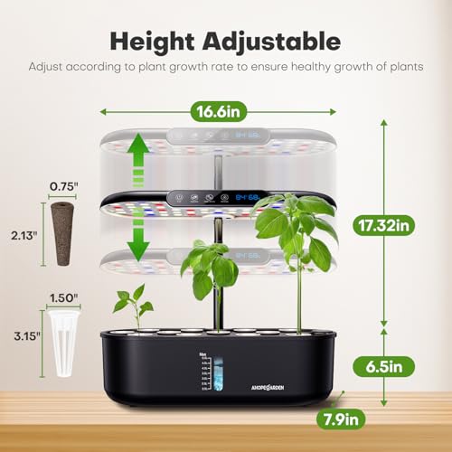 Image of Ahopegarden Hydroponics Growing System: 12 Pods Temp & Humidity Display