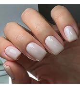 Short Press on Nails White French Tip Fake Nails Square Glue on Nails Full Cover Stick on Nails S...