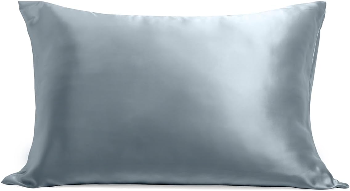 Cosy House Collection 100% Silk Pillowcase - Pure Mulberry Silk - Cooling, Breathable, 22 Momme 6A High-Grade Fibers + Hidden Zipper Closure (King, Ash Blue)