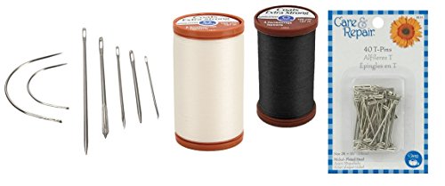 7Pc Upholstery Needles With 2 Coats & Clarks Thread Spools And A Dritz T-Pins Pack #TOP21