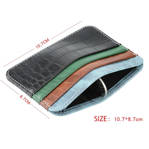 Customized Gold Silver Initial letters Credit Card Holder Wallet, PU Leather Ultra Slim Wallet, Thin Minimalist Credit Card Case Card Protector, Front Pocket Wallets for Men, Women (croco-black)3