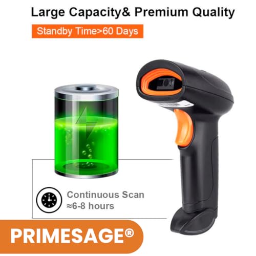 Image of PRIMESAGE Wireless Barcode Scanner, 1D & 2D QR Code Scanner Machine, USB Barcode Scanner for Warehouse, Inventory Management, Retail POS, Logistics, Manufacturing, Commercial Industrial Applications