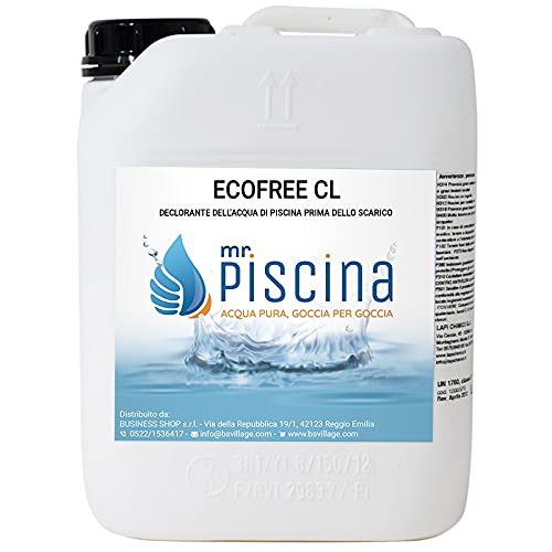 ECOFREE CL Neutralizzatore di Cloro Ecologico, Riduttore di Cloro Attivo per Scarico Acque Piscina, Conforme Norme Ambientali, Senza Solfati e Sodio
